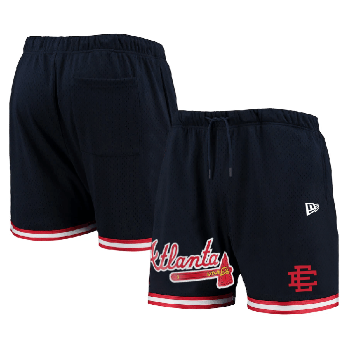 Men's Navy Atlanta Braves Mesh Shorts 001